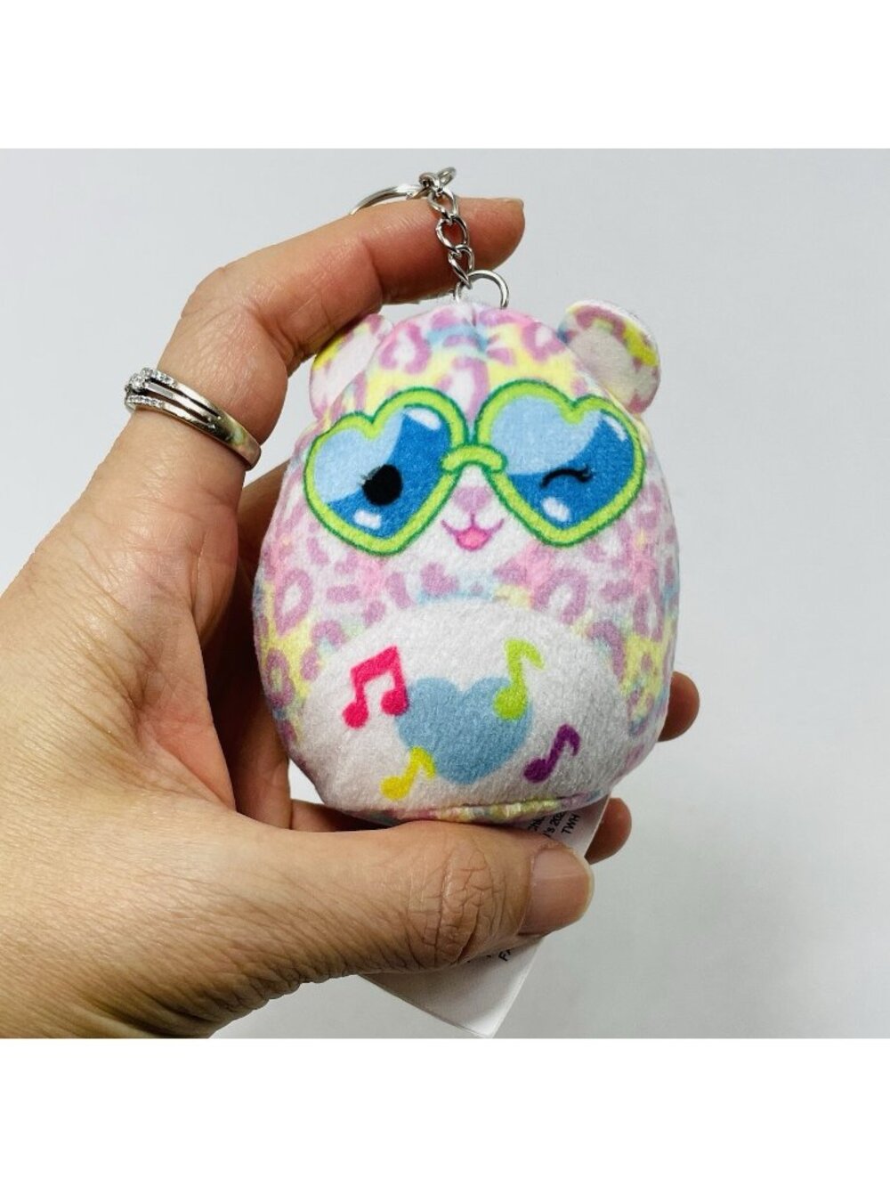 Squishmallows Michaela Cat Plush Keyring Keychain Women Music Leopard Pink Funky
